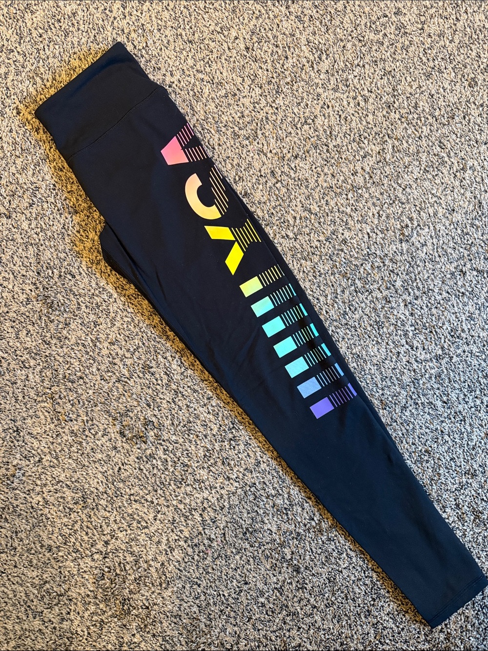 VSX Black Leggings with Rainbow Side Print
